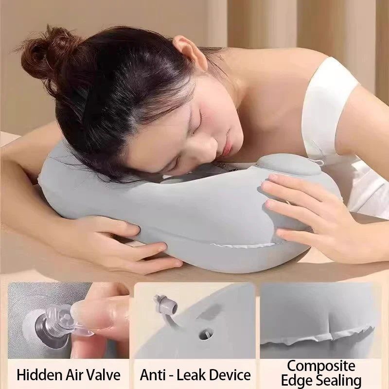 U-Shape Inflatable Travel Pillow | Portable Neck Support for Flight and Commute lifestyle view