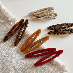2pcs/set Acetate Hair Clips Hollow Out Oval Bangs Duckbill Clips Geometric Barrettes Side Hairpins W
