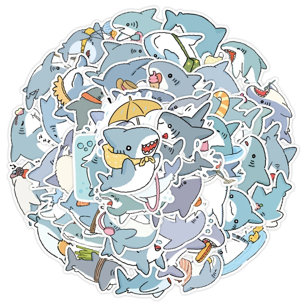 50 Funny Shark Meme Stickers Pack | Waterproof PVC Decals for Laptop, Luggage, Skateb alternate view