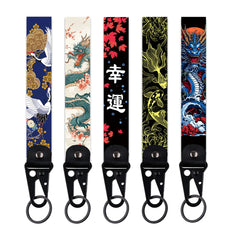 Artistic Keychain Set | Crane Car Koi Fish Dragon Jewelry Key Rings
