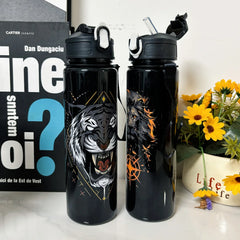 Cute Lion Tiger Cow Pattern 750ml Water Cup Portable for School Gym Camping Gift for alternate view
