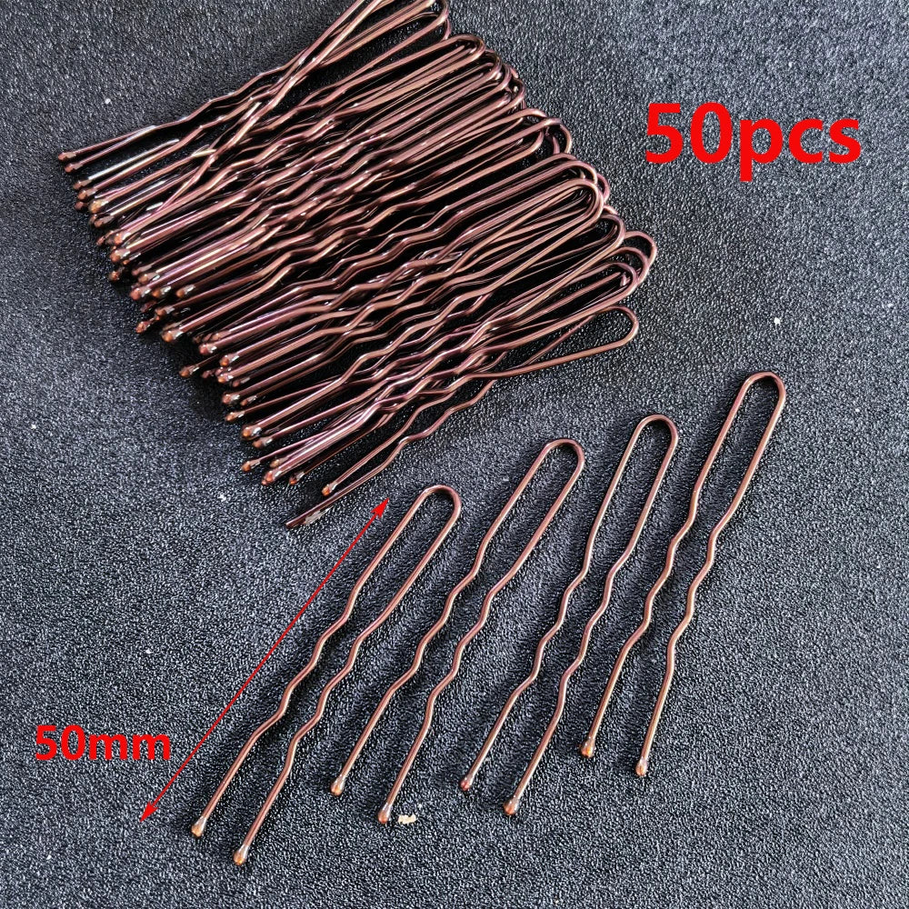 50pcs Silver Color Metal U Shaped Hair Clips Wedding Bridal Bobby Pins Alloy Waved Ha alternate view