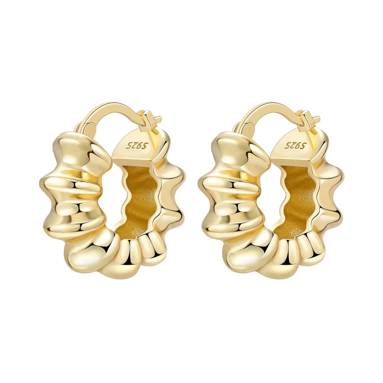 Original 925 Sterling Silver Planet Starlight Earrings Fashion 18K Gold Hoop Earring for detail view