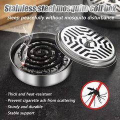 Stainless Steel Mosquito Coil Holder with Cover | Round Mosquito Coil Tray