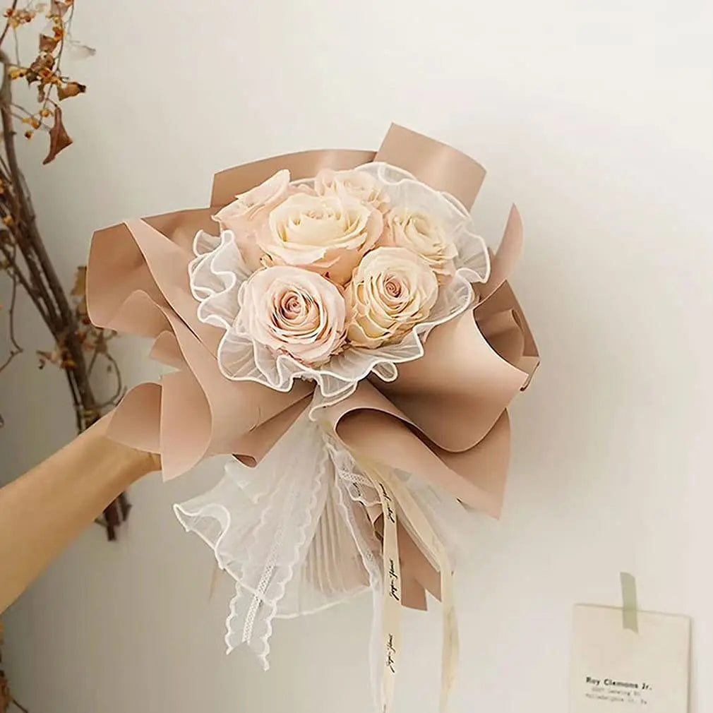 Pink Wedding Season Floral Packaging Kit: Pearl-Edged Wrapping Paper, Mesh, and Netting , Perfect for Valentine's Day, Weddings