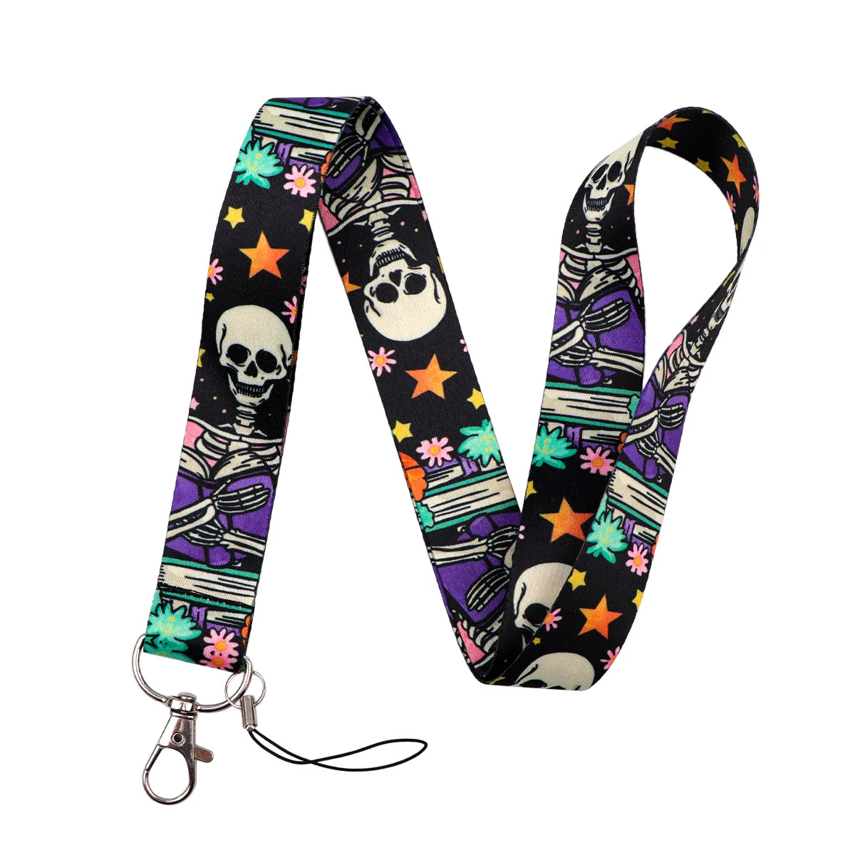 Human Skeleton Lanyard Card Holder Neck Strap for key ID Card Phone Straps Badge Holde close-up view