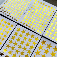 Gold Star Sticker Set for Teachers and Class Rewards | 10 Sheets of Five Pointed Star Stickers