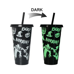 710ml Reusable with Straws Creative Water Cups Changing Colour Cup Magical Plastic Col close-up view