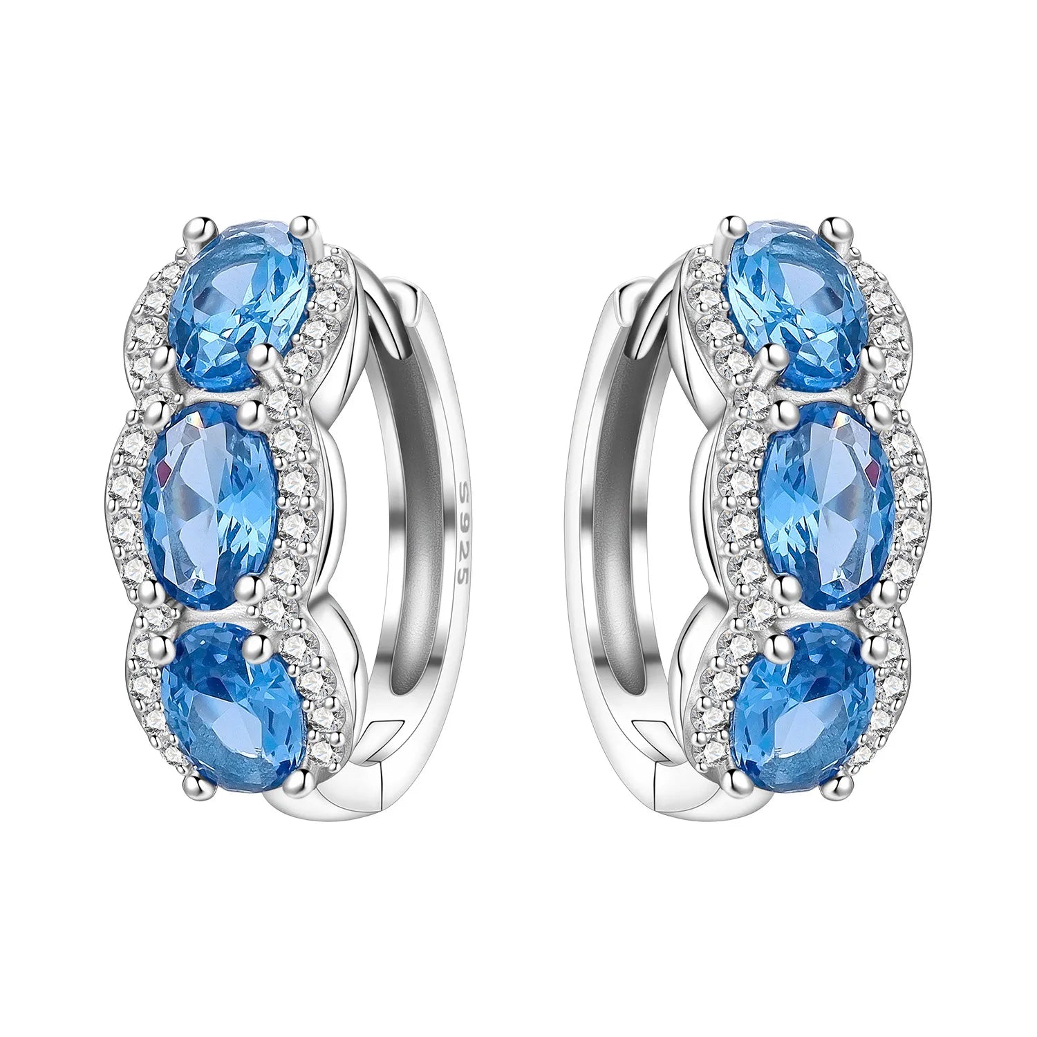 PANPOKI S925 Sterling Silver Purple Zircon Series Earrings Hoop Earrings For Women Je lifestyle view
