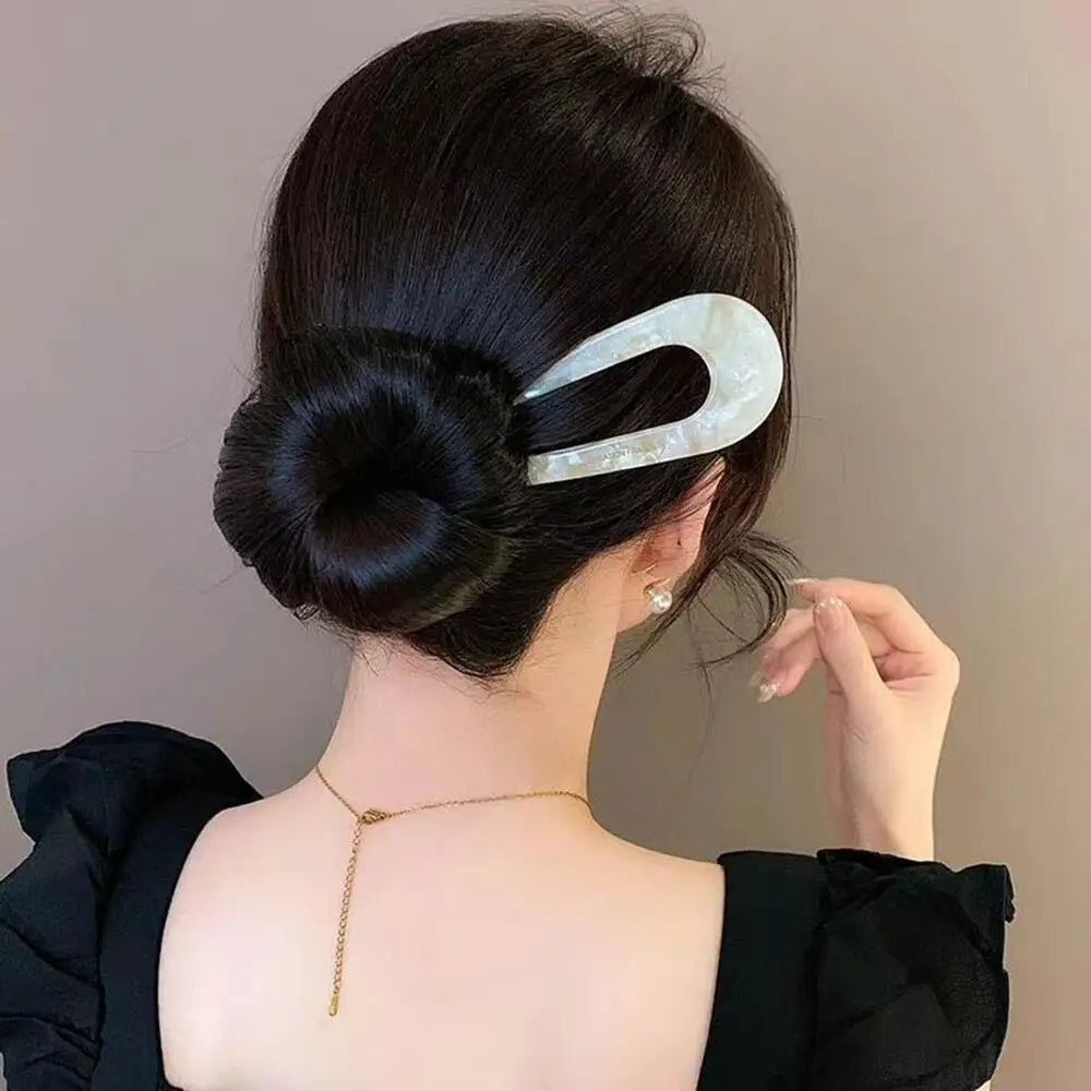 1/2/3/5pcs U-shaped Acrylic Hairpin for Women Elegant Temperament Ponytail Hair Clip Fas detail view