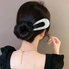1/2/3/5pcs U-shaped Acrylic Hairpin for Women Elegant Temperament Ponytail Hair Clip Fas detail view