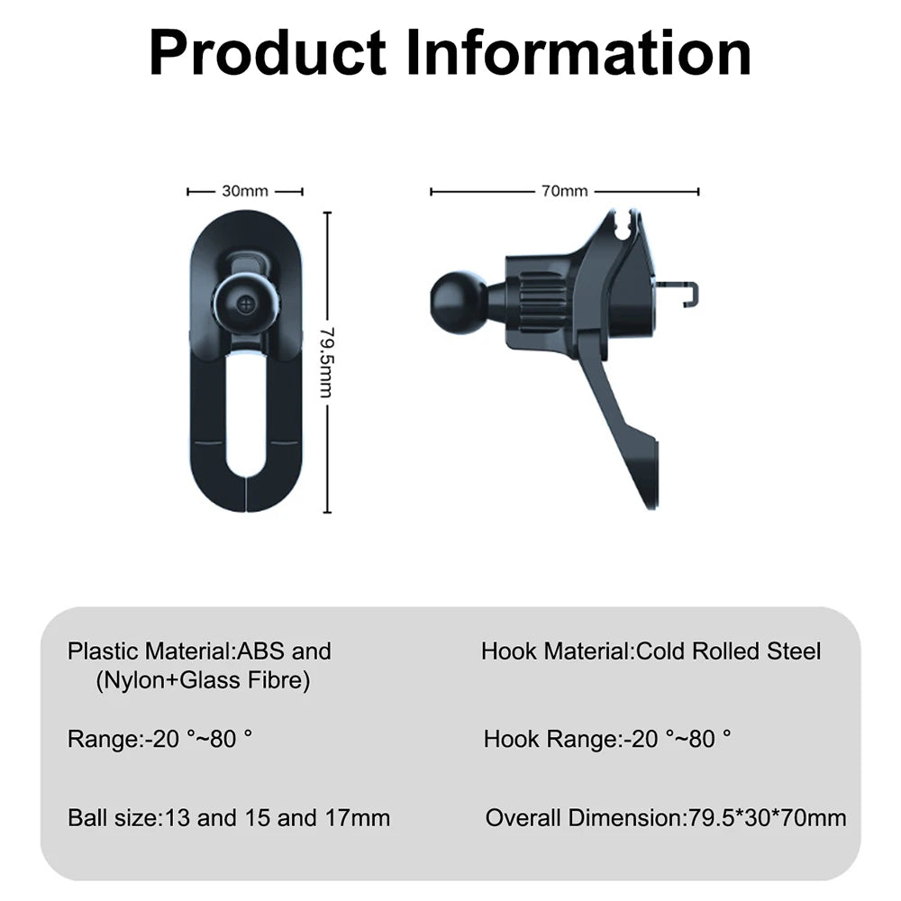 Universal Air Vent Clip for Car Mount, for Most Car Phone Holder & Wireless Car Cha additional angle