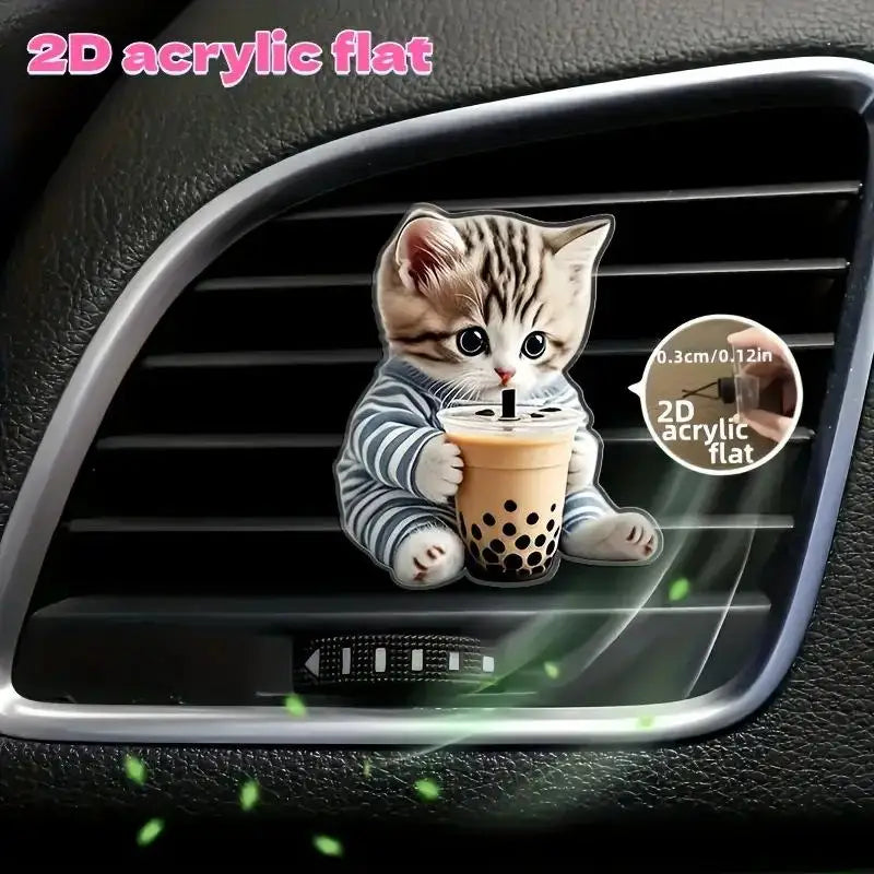 Acrylic Car Vent Clip Aromatherapy Air Freshener Holder 2D Decorative Air Conditioning close-up view