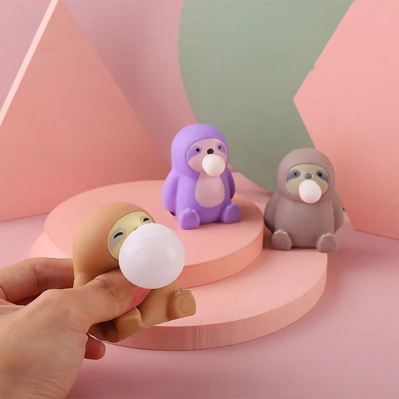 Animal Cute Anti-Stress Ball Decompression Cute sloth blowing bubbles Toys Abraact Soft detail view