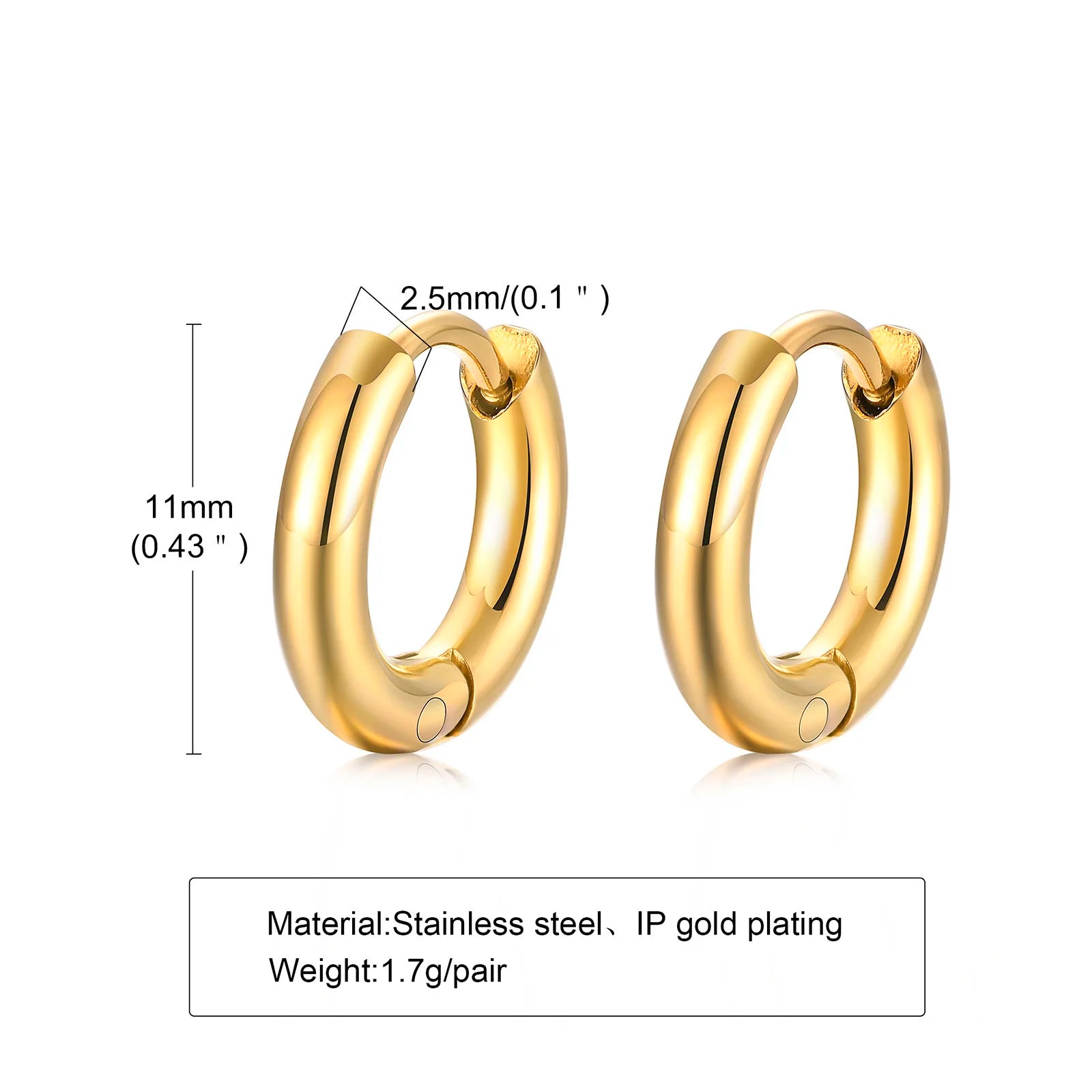 Classic Stainless Steel Hoop Earring for Men Boys | Anti Allergy Metal Huggies Earrin alternate view