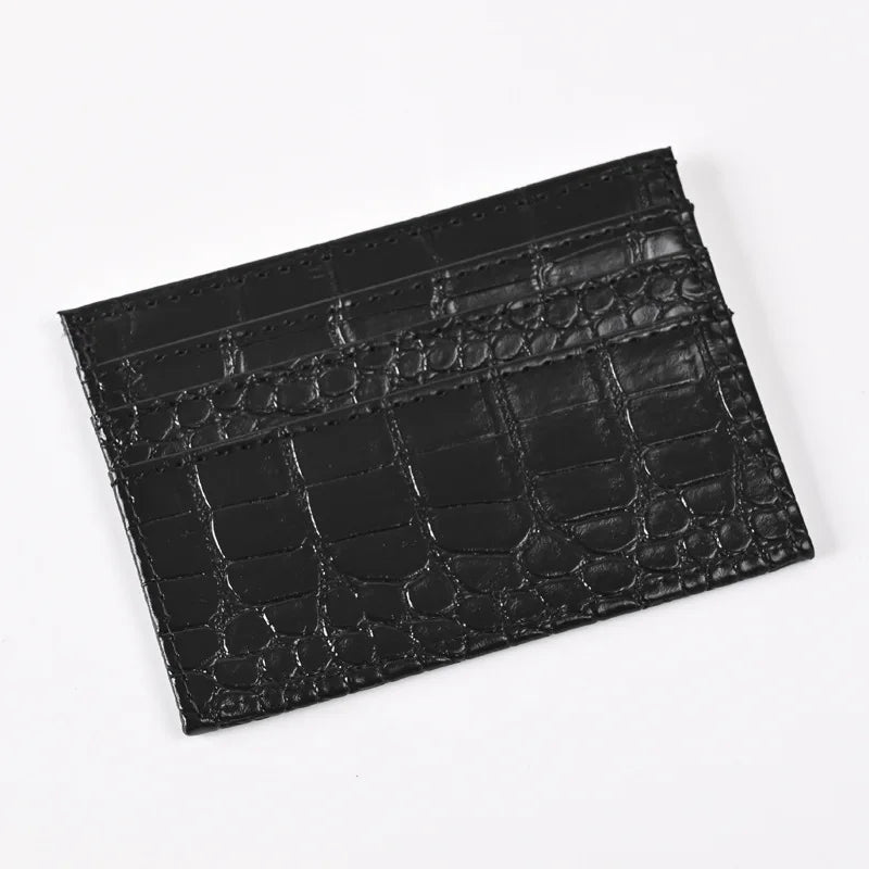 Crocodile Candy Color PU Leather Slim Credit Card Holder | Compact Wallet for Women a alternate view