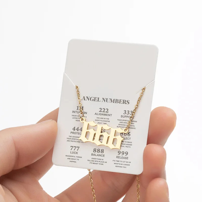 Stainless Steel Angel Number Lucky Numbers Necklaces 111 222 333 444 555 777 888 999 lifestyle view