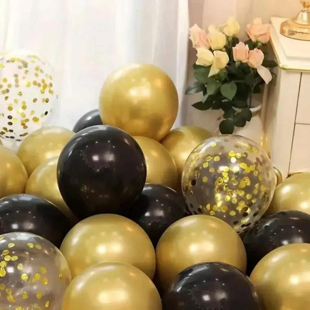 16pcs Black Metallic Sequin Glitter Balloons | Party Decoration Set lifestyle view