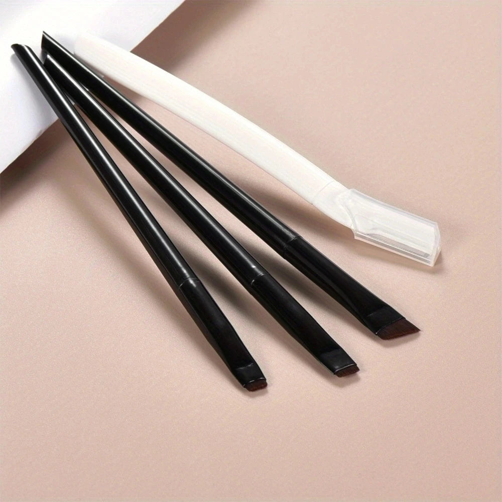 Ultra-Thin Eyebrow Brush Set | 3-Piece Angled Precision Makeup Brushes additional angle