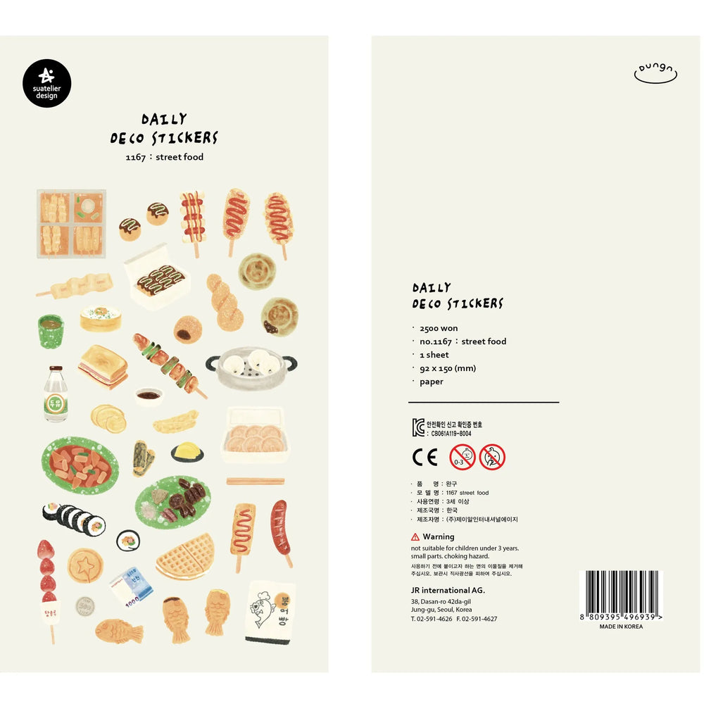 Korean Food Sticker Pack for Scrapbooking | Suatelier Street Food Art Stickers additional angle