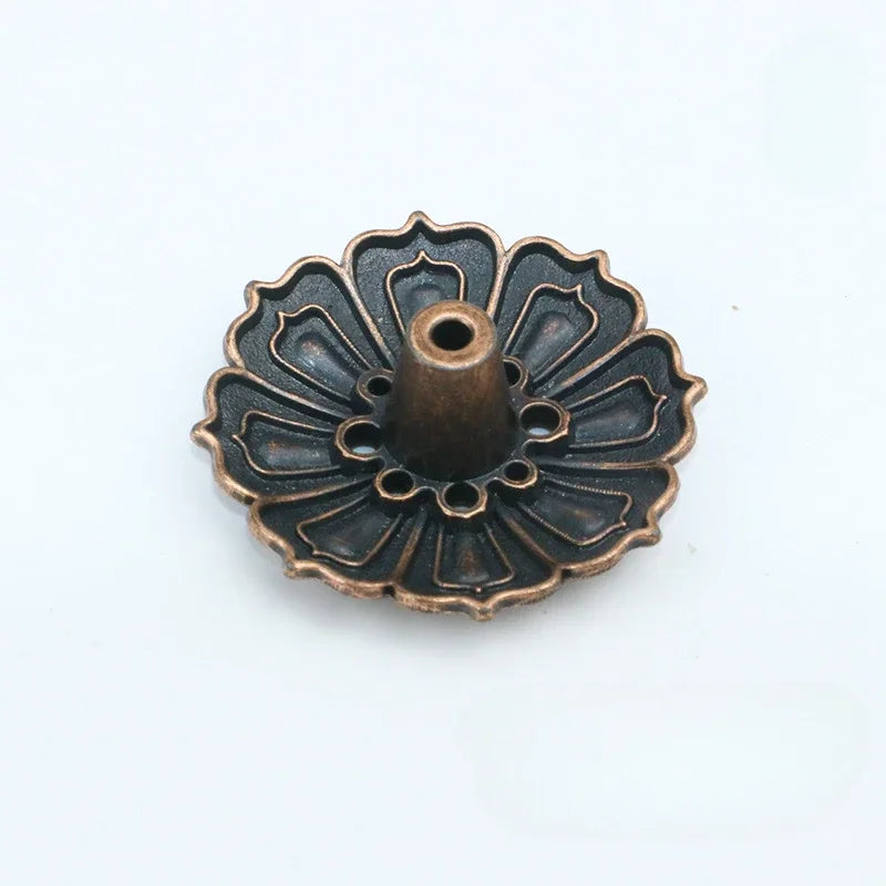 1 Pcs 9-Hole Copper Incense Holder Mini Lotus Flower Incense Sticks Burner Cones Cens alternate view