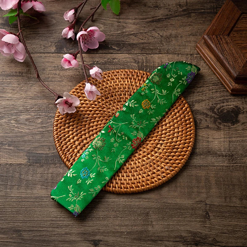 Embroidered Folding Fan Cover Pouch | Silk Fan Protector lifestyle view