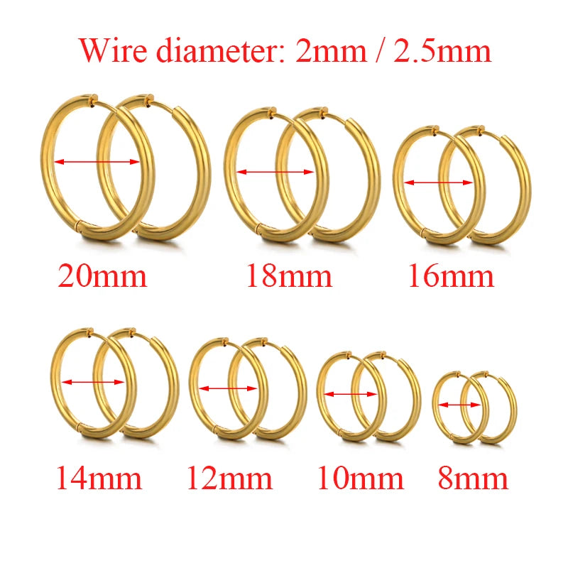 10pcs Stainless Steel Hoop Earrings Set | Fashion Huggie Earrings for Women and Men detail view