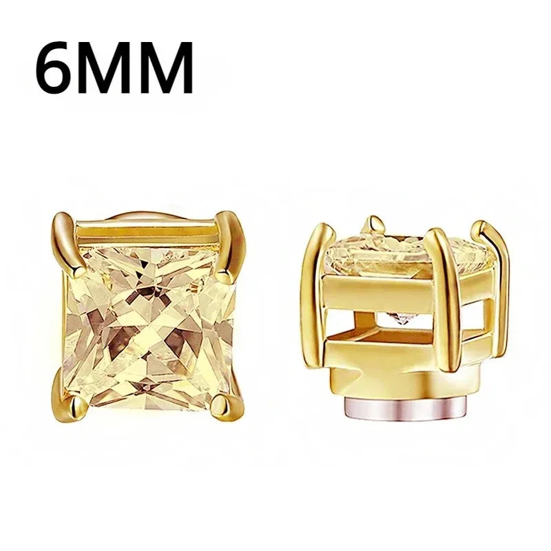 1Pairs Crystal Strong Magnetic Ear Stud Clip Earrings for Men Women, Punk Round Zircon M detail view