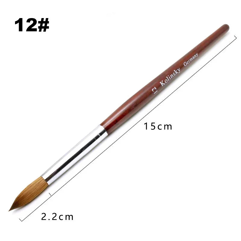 Kolinsky Acrylic Nail Art Brush Wood Handle Nail Art Mink Brush Gel Builder Nail Tools close-up view