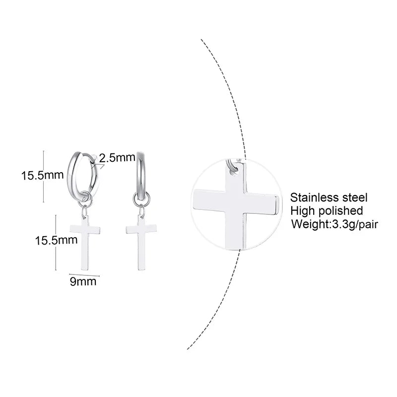Stainless Steel Cross Earrings for Men | Religious Stud Earrings lifestyle view