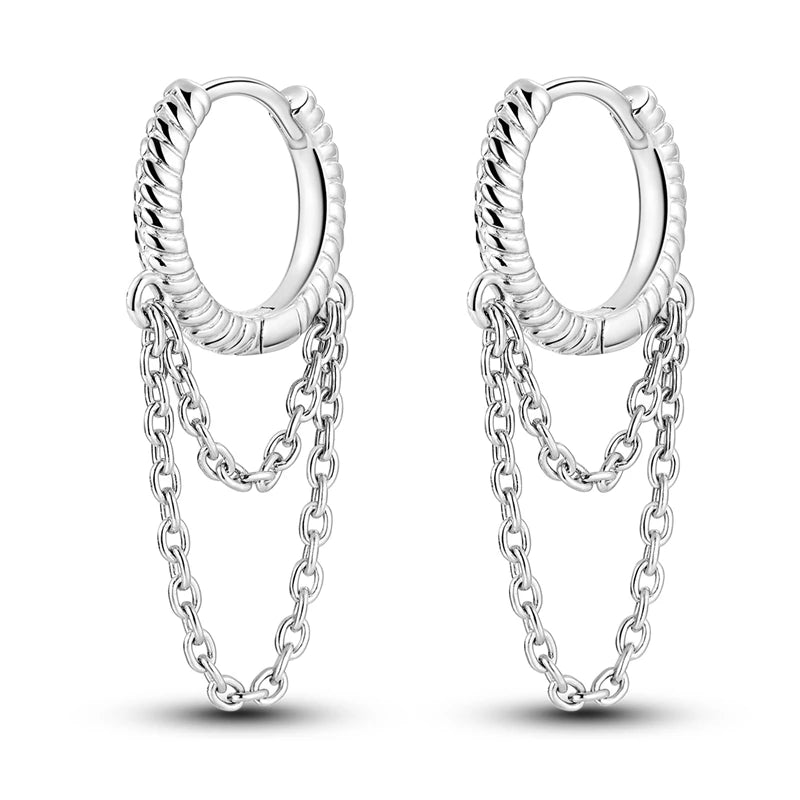 Hot Sale 925 Sterling Silver Heart Earrings Fit Original Charms Hoop Earrings For Wom alternate view