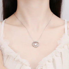 925 Sterling Silver Necklace Pendant Shining Zircon for Women Wedding Jewelry Engageme close-up view