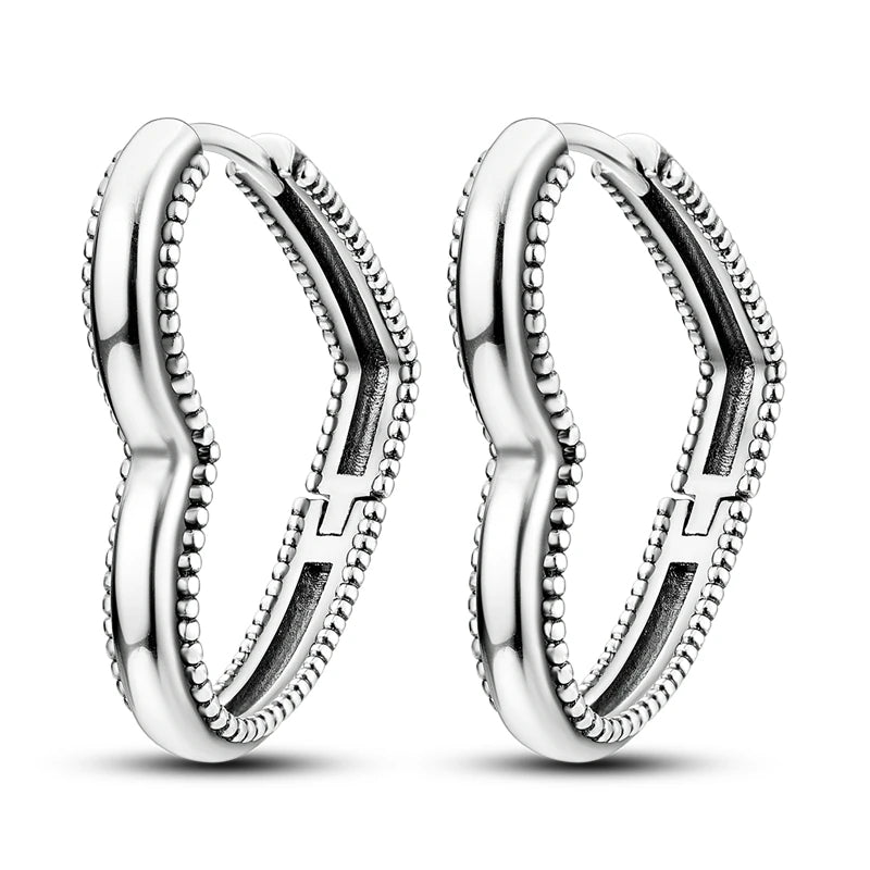 925 Sterling Silver Hoop Earrings with Zircon | Classic U-Shaped Women Jewelry
