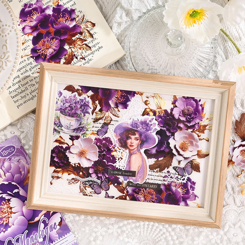 Mr. Paper, 6 Styles, 10pcs/pack, Dreamy Simulation Flower Stickers,Scrapbook Collage, Ph detail view