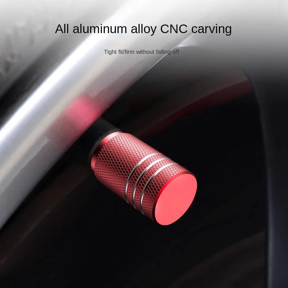 4Pcs Car Tire Valve Stems Cap Knurling Style Tire Valve Cap Aluminum Tire Wheel Stem Air detail view