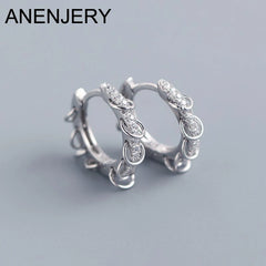 ANENJERY CZ Zircon Circle Hoop Earrings for Women Men Punk Trendy Party Accessories Fashion Jewelry
