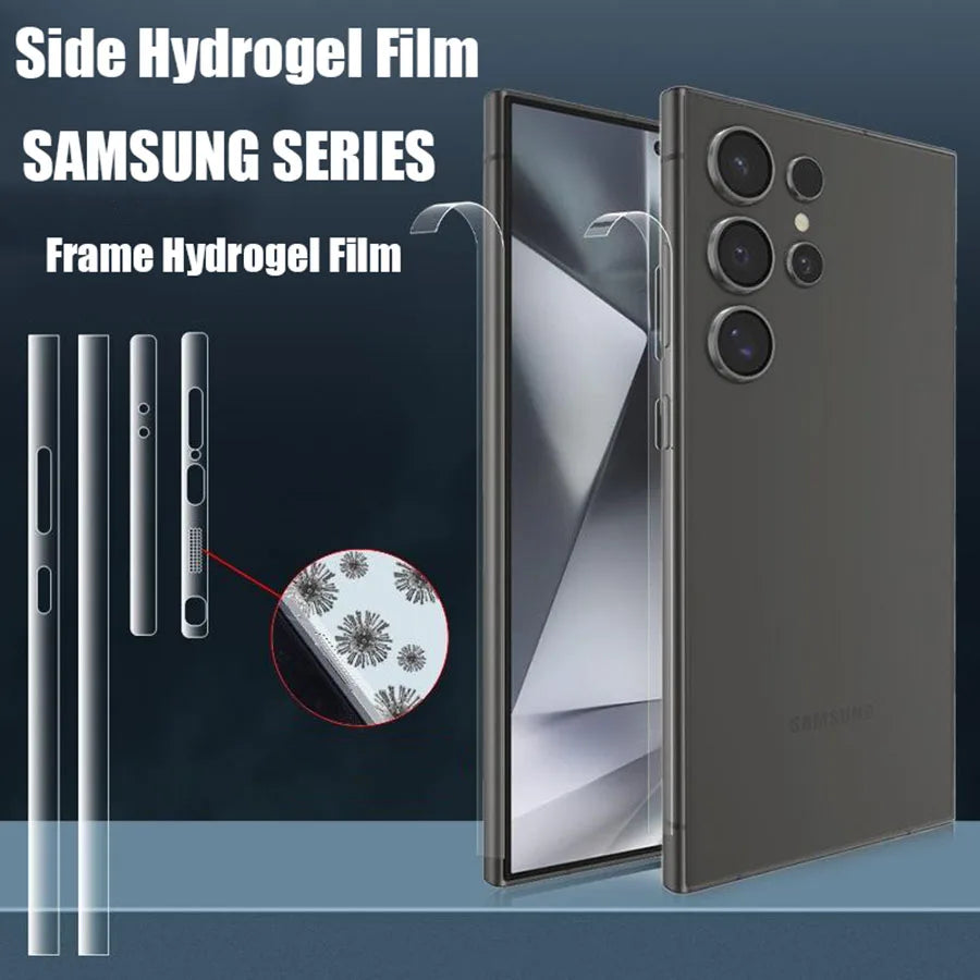 Frame Hydrogel Film Side Protector Dust Net Side Skin Clear Border Sticker Clear Film For Samsung Galaxy S23 S24 Plus S25 Ultra