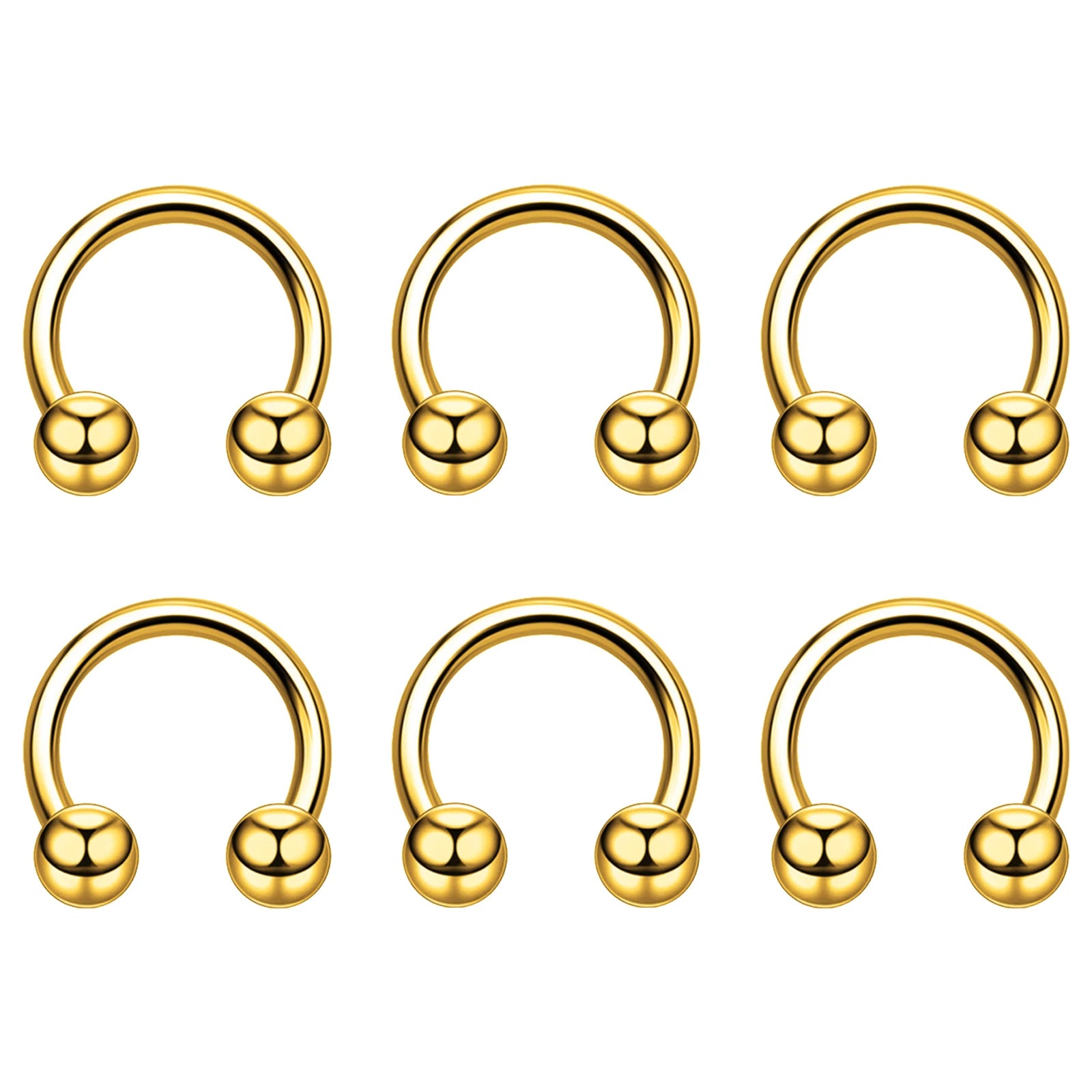 6pcs Stainless Steel U-Shaped Nose Ring - Classic Ball Closure Stud, European Style Body detail view