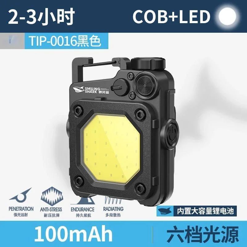 SMILING SHARK Flashlight Magnetic Clip Running Light | Rechargeable Outdoor Camping additional angle