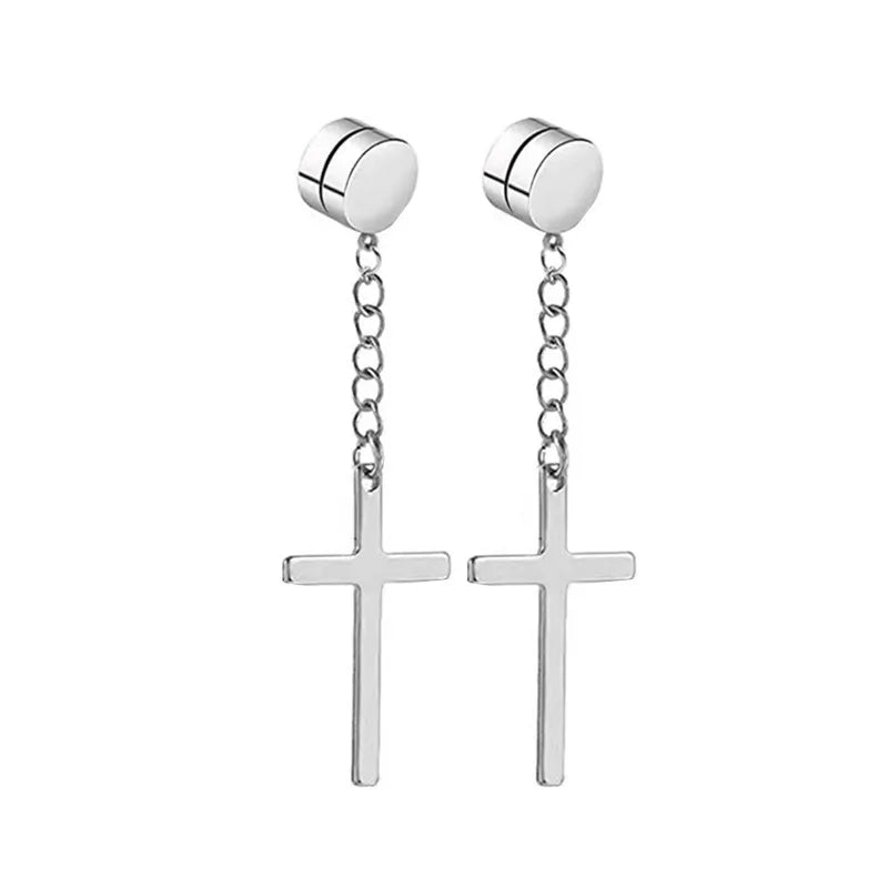 2Pcs Crystal Strong Magnetic Ear Stud Clip Earrings for Men and Women, Punk Round Zirc close-up view