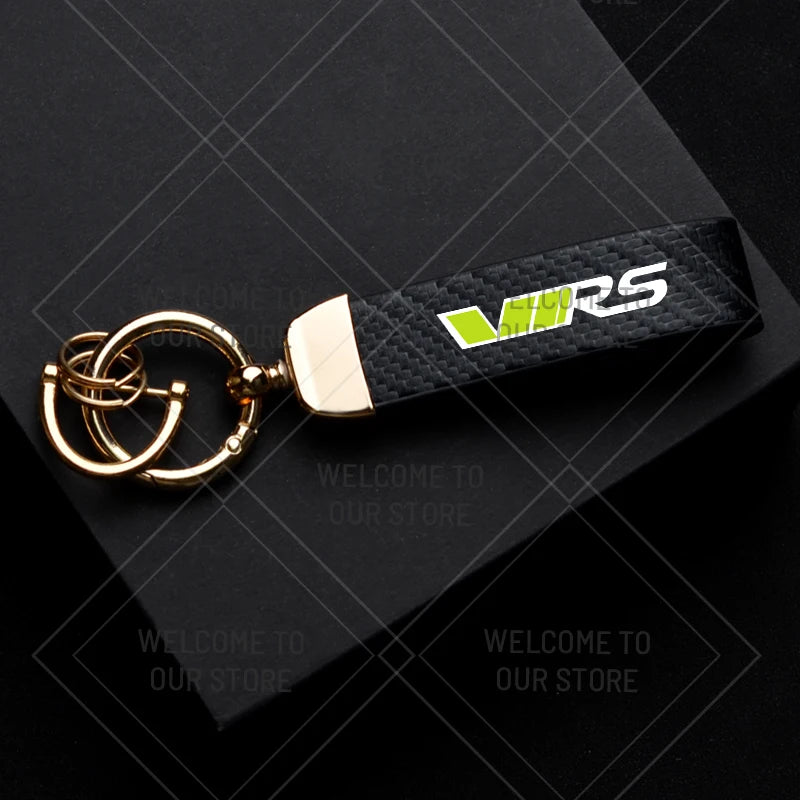 Skoda VRS Carbon Fiber Keychain | Car Emblem Key Ring for Citigo Kodiaq Yeti Rapid Fa alternate view