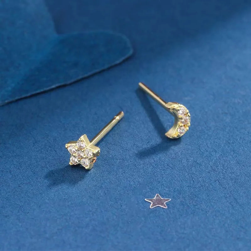 Gradient Zircon Star Piercing Stud Earrings Shiny Spiral Ear Bone Earrings for Wome additional angle