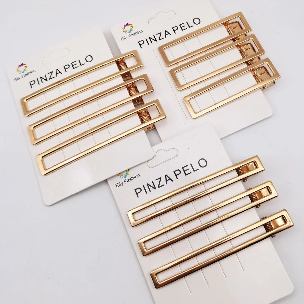 3pcs/set  Elegant Hair Clips Crab Hollowing Out Hairpin Metal Geometric Hair Claw Barrette Women Girls Korean Hair Styling Tools