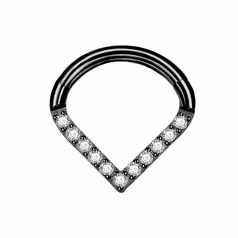 1PC G23 Titanium Hoop CZ Heart Septum Helix Piercing Nose Rings Tragus Cartilage Hing alternate view