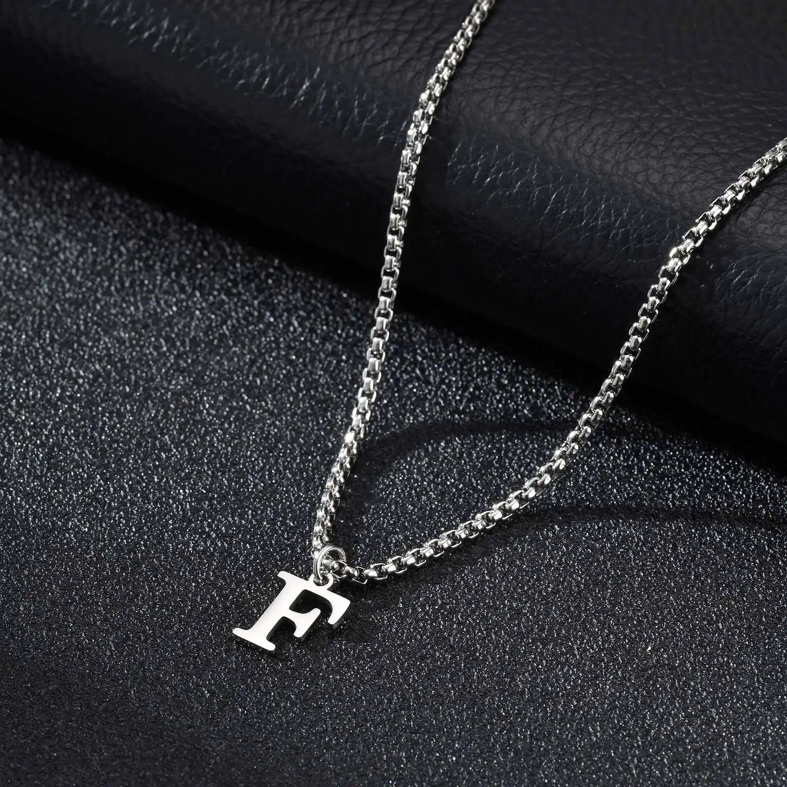 Minimal A-Z Initial Necklace for Men | Stainless Steel Letter Pendant alternate view