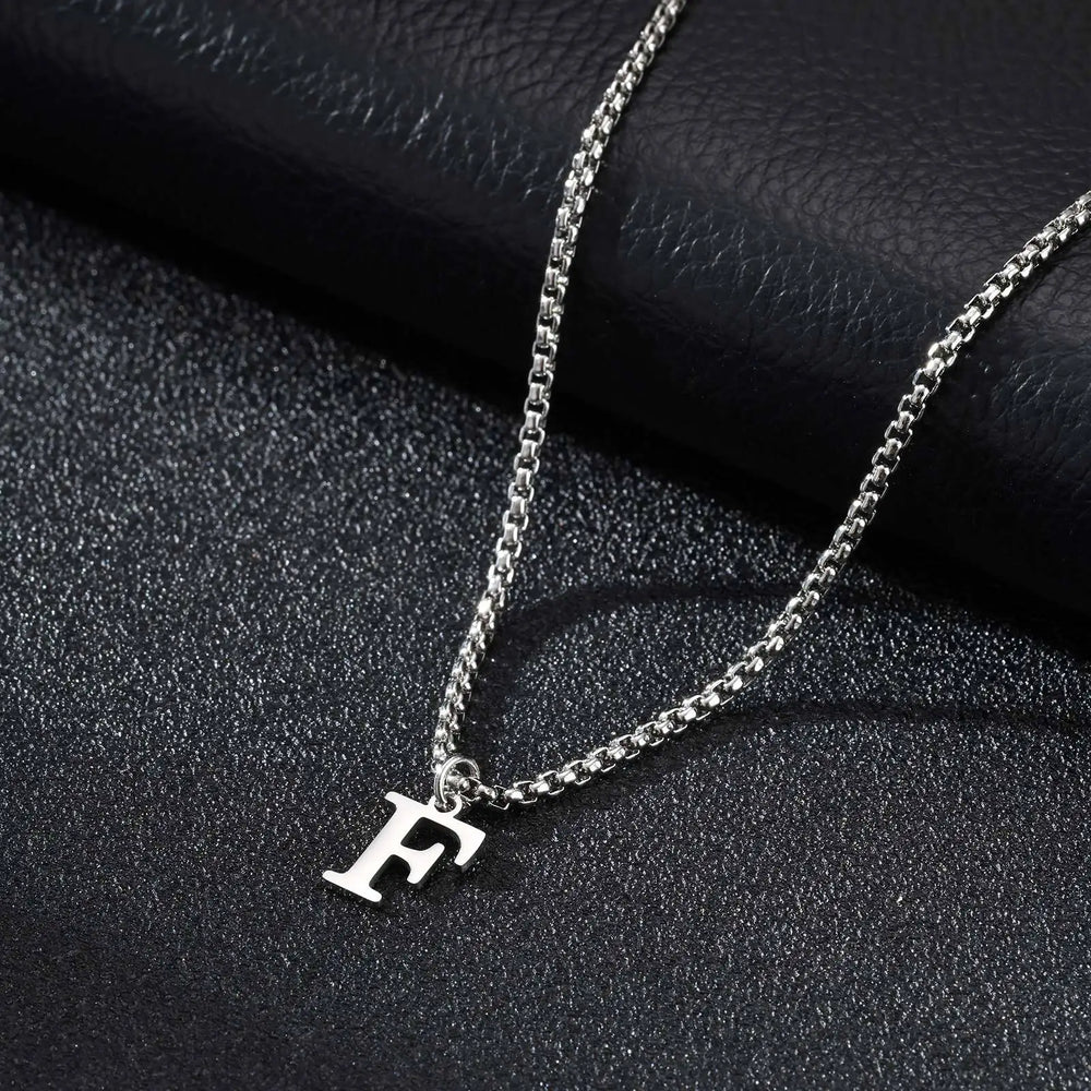 Minimal A-Z Initial Necklace for Men | Stainless Steel Letter Pendant alternate view
