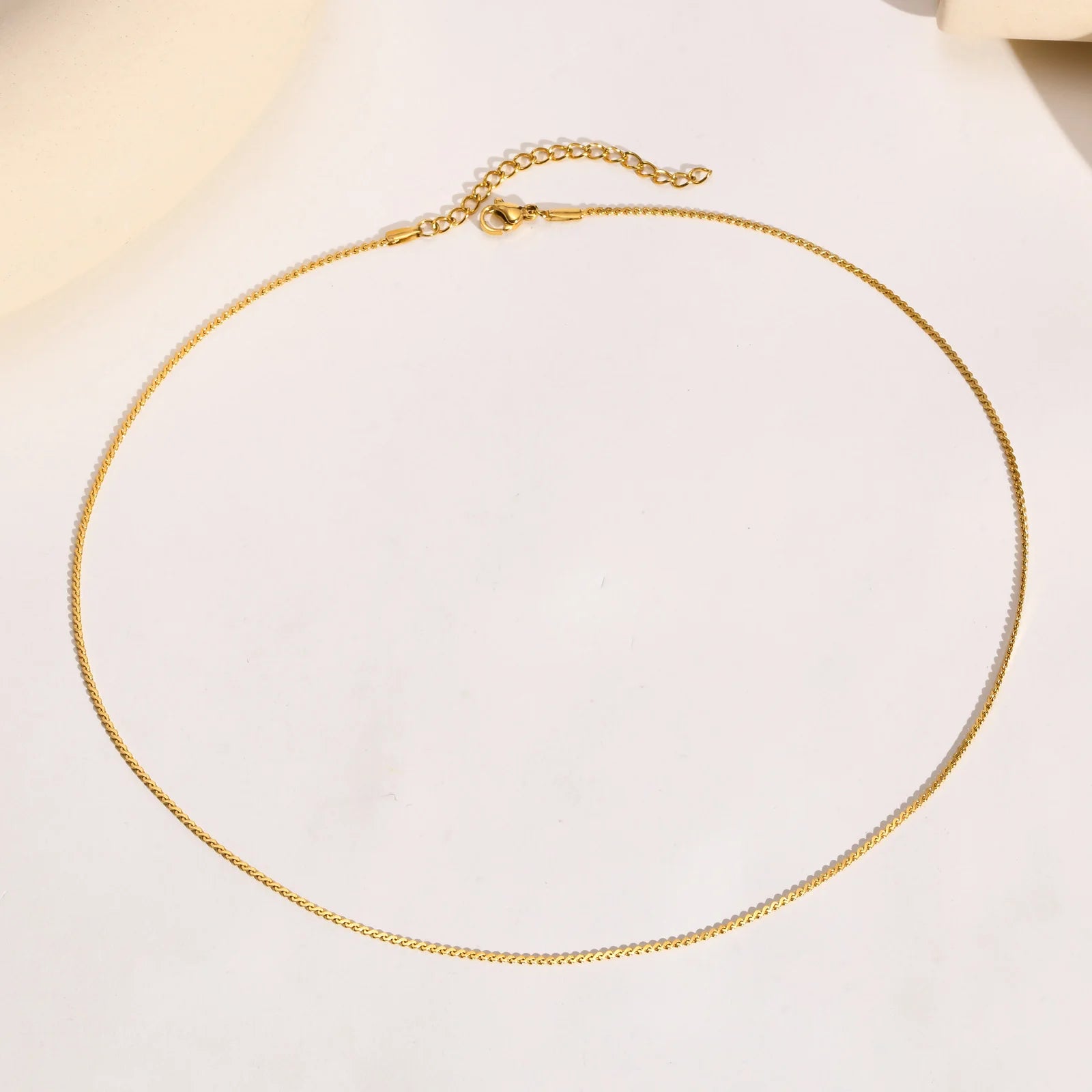 Fashion Jewelry New In Melon Seed Chain Necklace,Gold Color Stainless Steel Full Glos lifestyle view