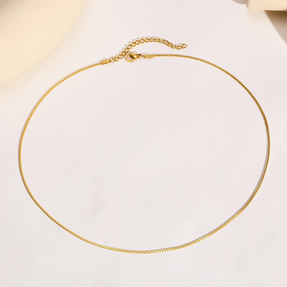 Fashion Jewelry New In Melon Seed Chain Necklace,Gold Color Stainless Steel Full Glos lifestyle view