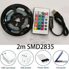 2m USB LED Strip Lights | RGB SMD2835 TV Background Lighting with IR Remote detail view