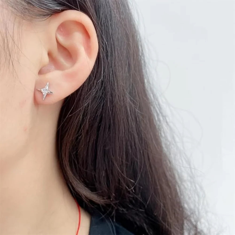 G23 Titanium 16G CZ Square Star Labret Tragus Helix Cartilage Flat Back Earring Nose lifestyle view